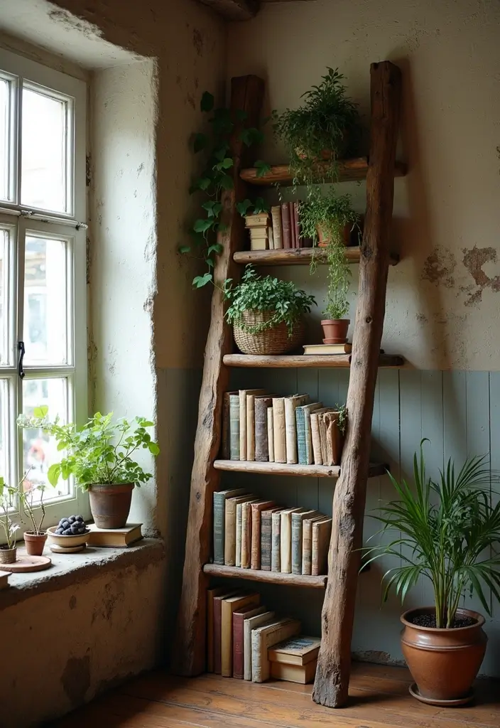 25 Beat Out Of Waste Craft Ideas That Turn Trash Into Treasure - 11. Old Ladder Bookshelf