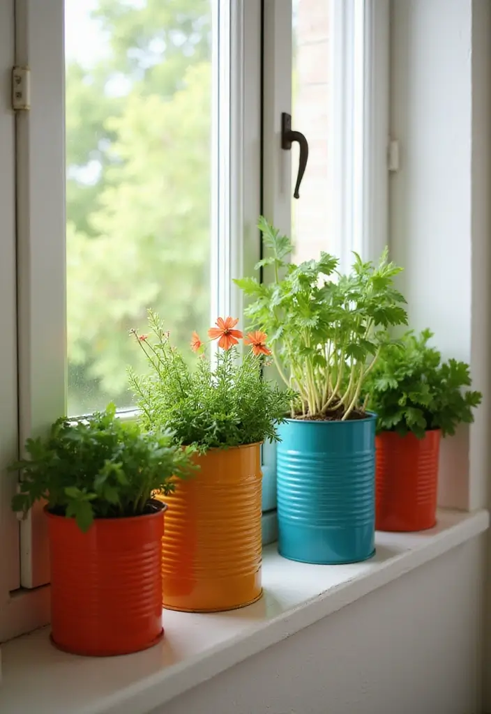 25 Beat Out Of Waste Craft Ideas That Turn Trash Into Treasure - 3. Tin Can Planters