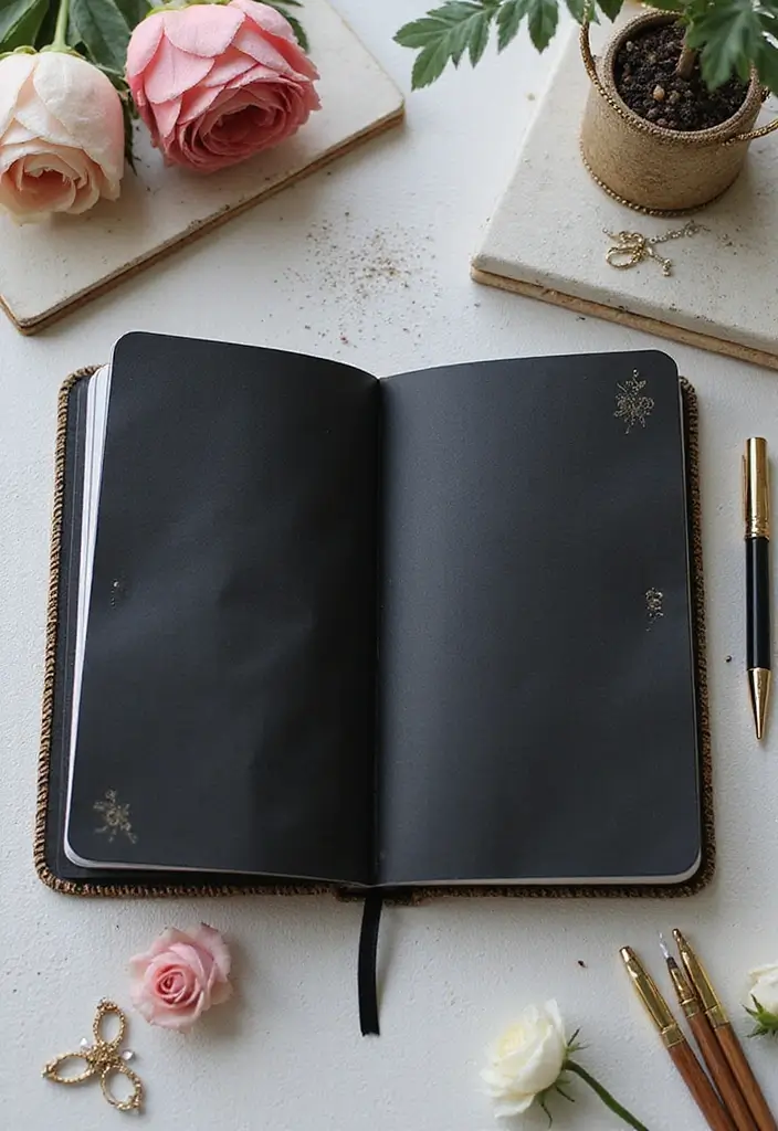 25 Black Journal Ideas That Are Elegant, Minimal, and Creative - 14. Doodling Spaces