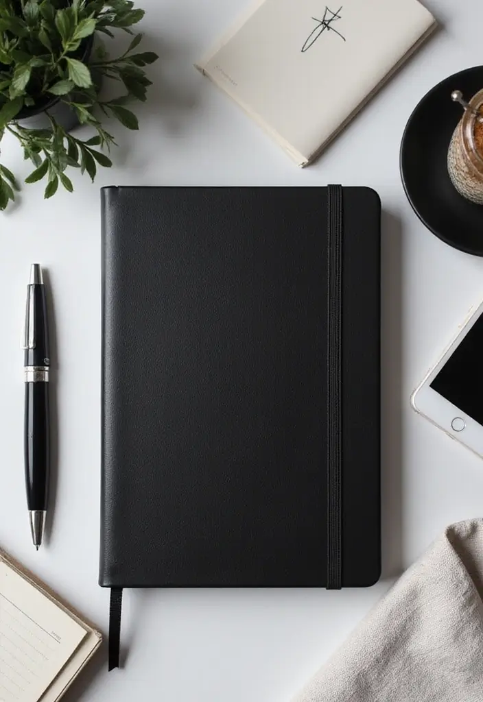 25 Black Journal Ideas That Are Elegant, Minimal, and Creative - 2. Monochrome Minimalistic Designs