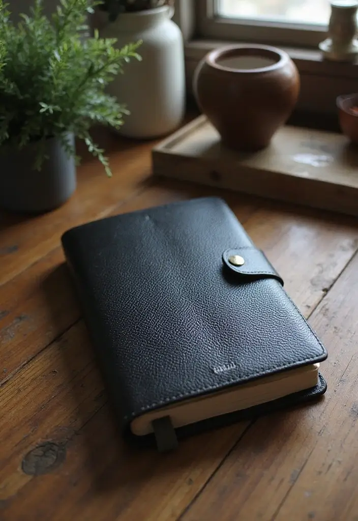 25 Black Journal Ideas That Are Elegant, Minimal, and Creative - 4. Textured Leather Finish