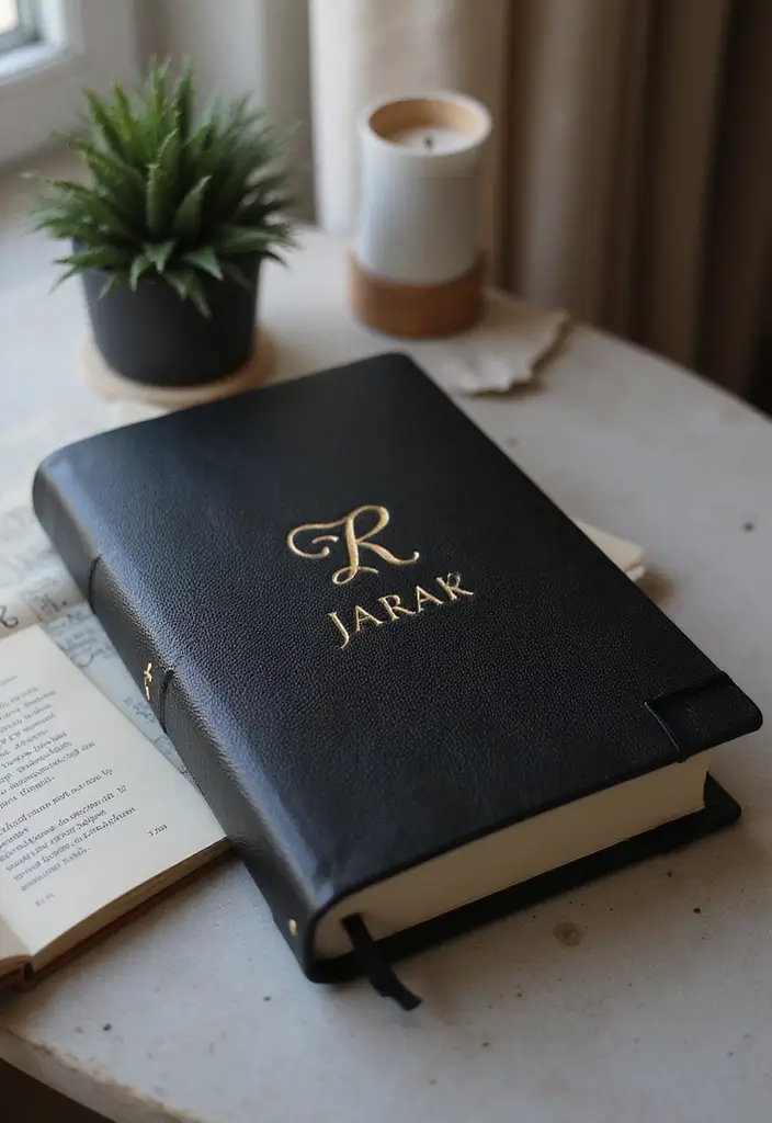 25 Black Journal Ideas That Are Elegant, Minimal, and Creative - 6. Personalized Initials