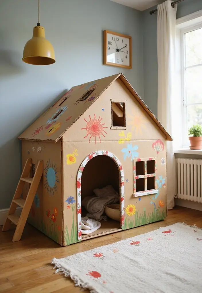 25 Cardboard Craft Ideas That Make Recycled Materials Fun - 1. Cardboard Playhouse