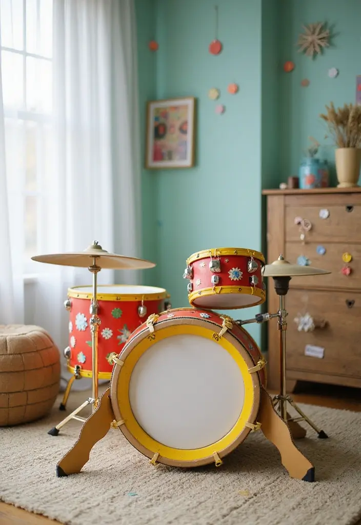 25 Cardboard Craft Ideas That Make Recycled Materials Fun - 24. Cardboard Drum Set