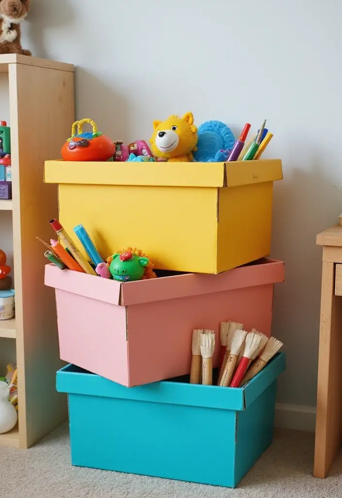 25 Cardboard Craft Ideas That Make Recycled Materials Fun - 9. Cardboard Storage Bins