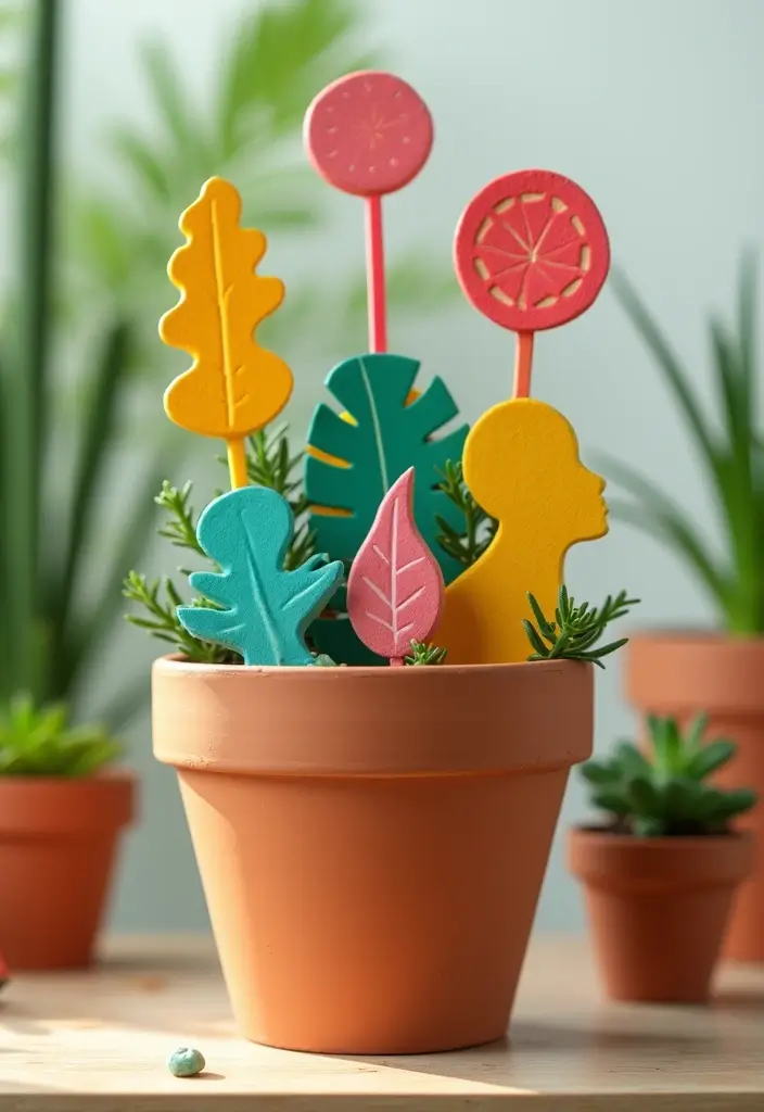 25 Clay Flower Pot Painting Ideas That Make Indoor Plants Stunning - 22. Funky Shapes