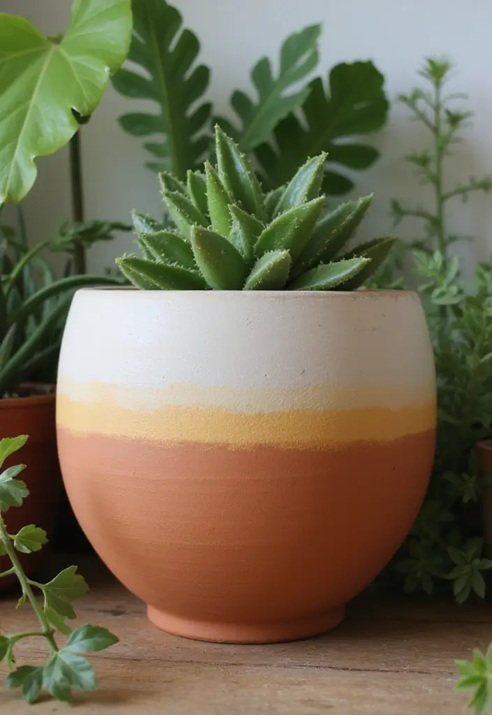 25 Clay Flower Pot Painting Ideas That Make Indoor Plants Stunning - 5. Ombre Effect