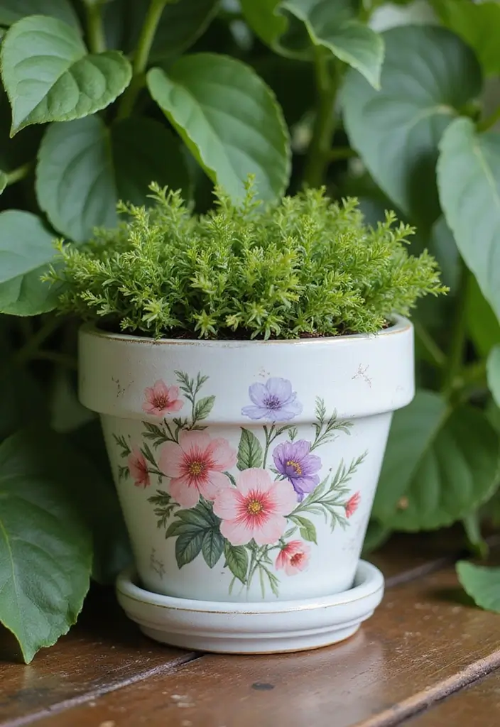 25 Clay Flower Pot Painting Ideas That Make Indoor Plants Stunning - 7. Vintage Floral