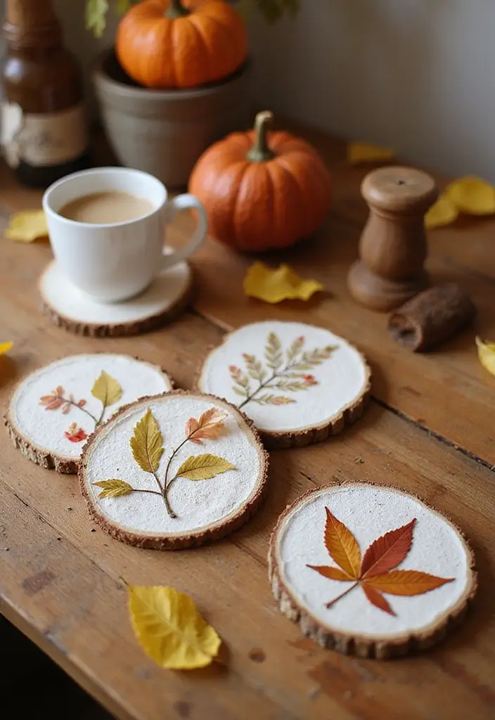 25 Craft Ideas Fall That Make Seasonal Decor Fun and Cozy - 14. Nature-Inspired Coasters