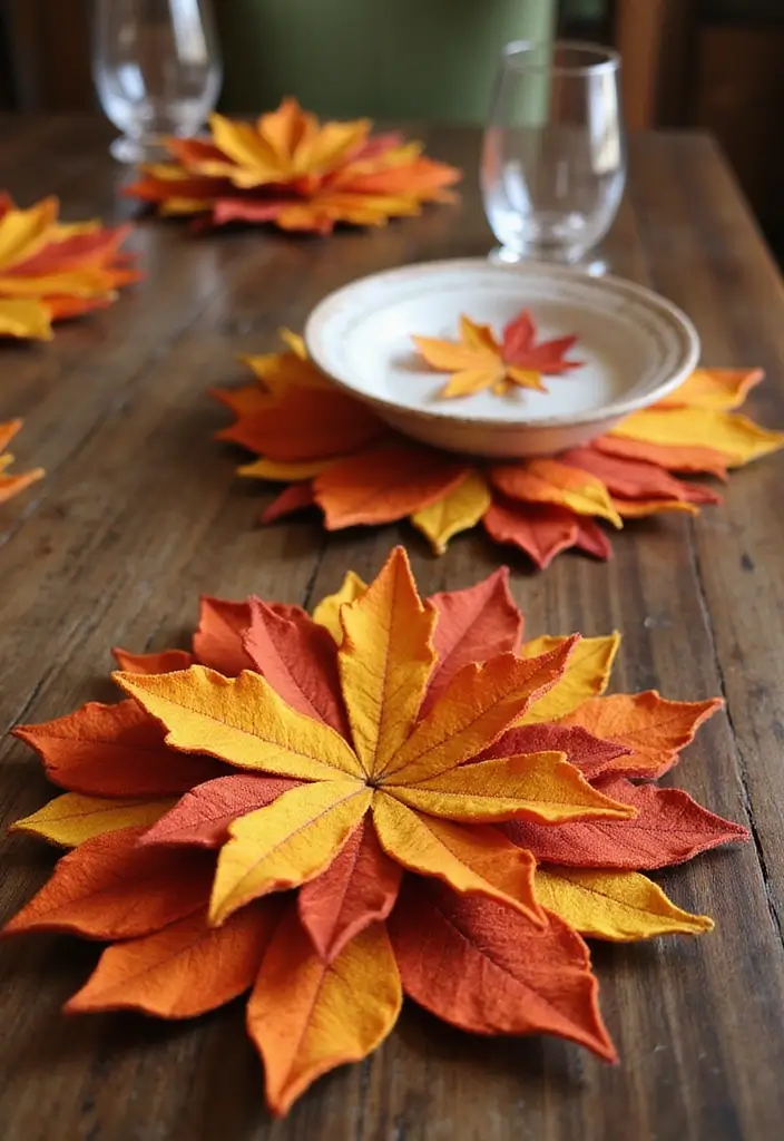 25 Craft Ideas Fall That Make Seasonal Decor Fun and Cozy - 15. Felt Leaf Place Mats