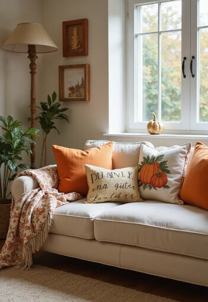 25 Craft Ideas Fall That Make Seasonal Decor Fun and Cozy - 17. Autumn-Themed Throw Pillows