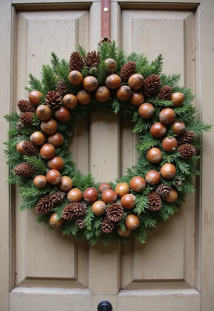 25 Craft Ideas Fall That Make Seasonal Decor Fun and Cozy - 2. Acorn and Pinecone Wreath