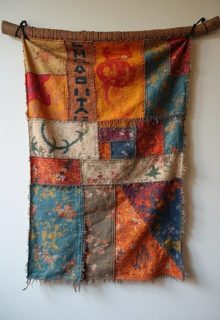 25 Craft Ideas Wall Hanging That Decorate Spaces Beautifully - 2. Tapestry of Upcycled Fabric