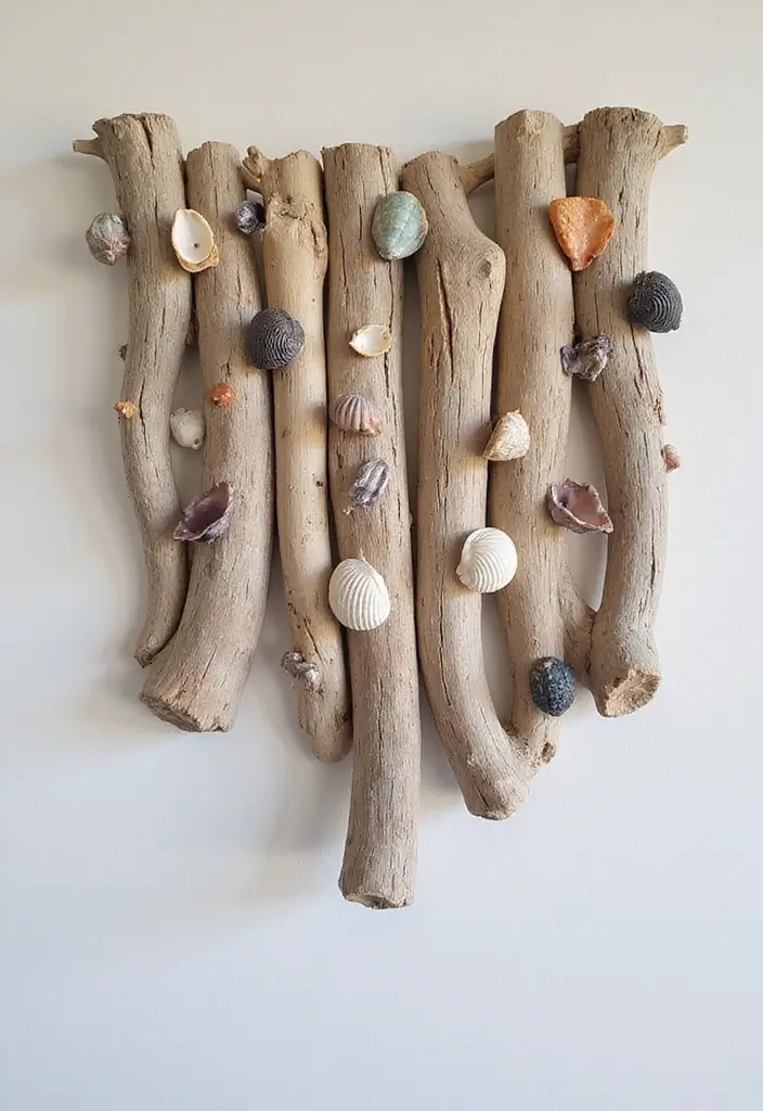 25 Craft Ideas Wall Hanging That Decorate Spaces Beautifully - 3. Driftwood and Seashell Art