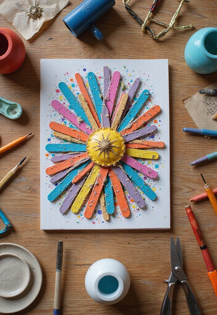 25 Craft Ideas With Popsicle Sticks That Are Creative and Fun - 24. Popsicle Stick Collage Art