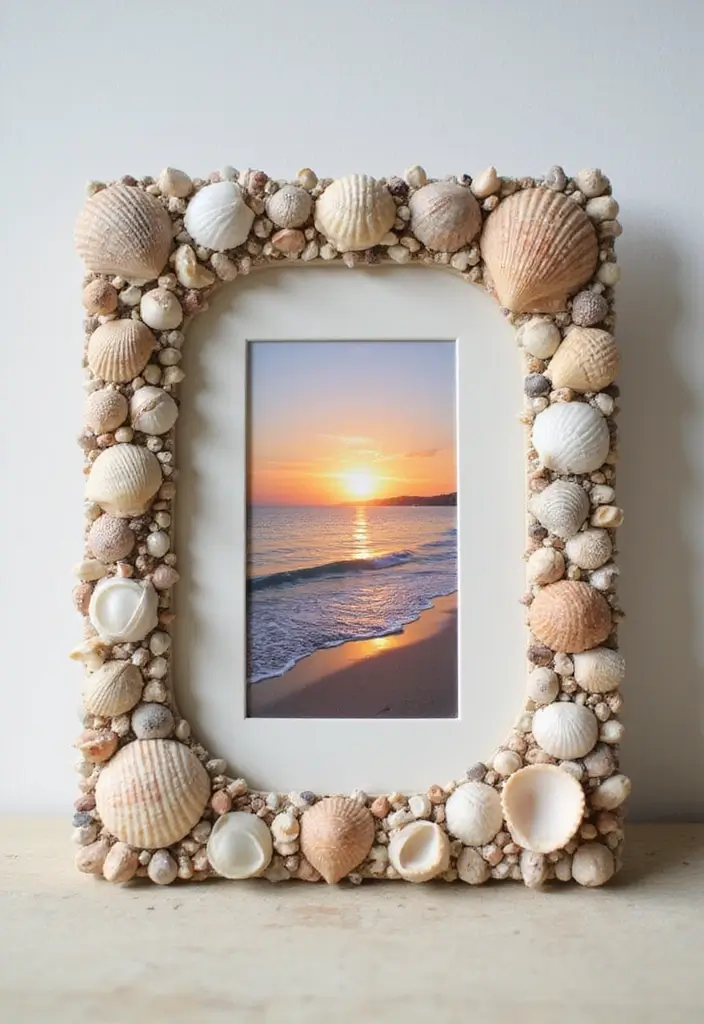 25 Craft Ideas With Shells That Bring Nature Indoors - 1. Seashell Frame