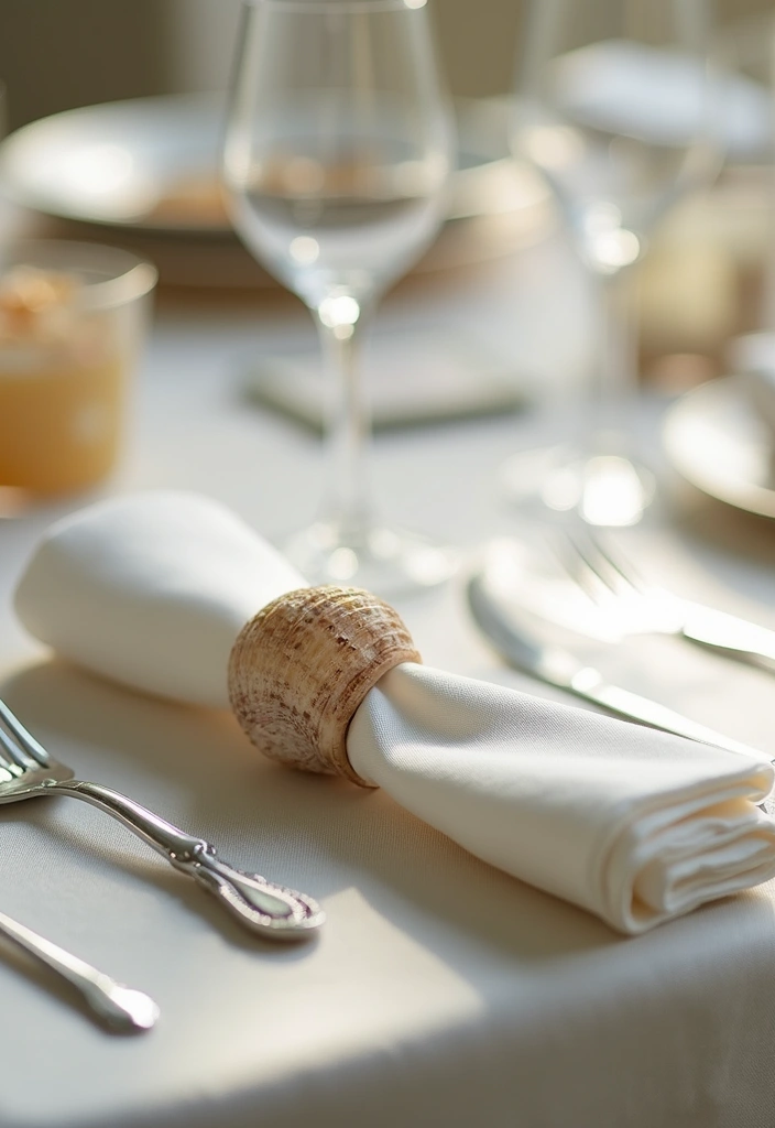 25 Craft Ideas With Shells That Bring Nature Indoors - 12. Shell Napkin Rings