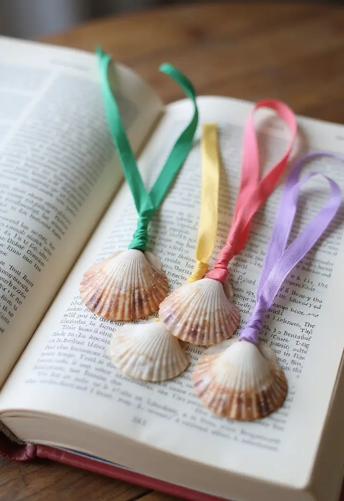 25 Craft Ideas With Shells That Bring Nature Indoors - 13. Shell Bookmarks