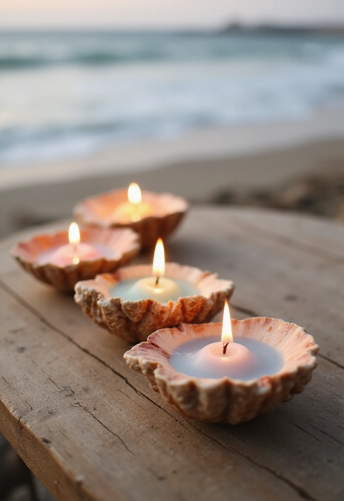 25 Craft Ideas With Shells That Bring Nature Indoors - 2. Shell Candles