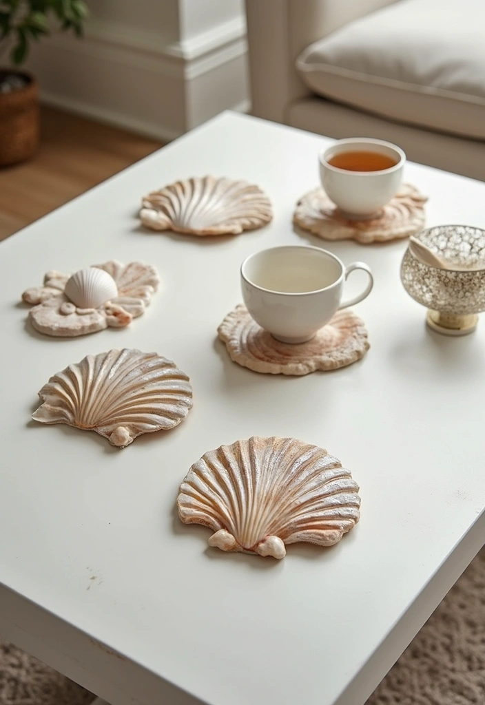 25 Craft Ideas With Shells That Bring Nature Indoors - 5. Shell Coasters
