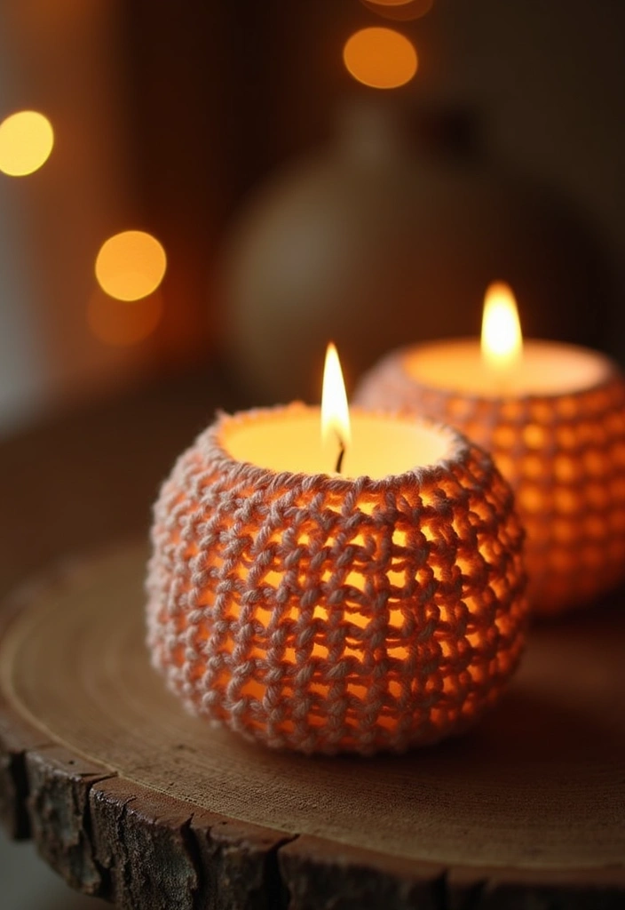 25 Crochet Decoration Ideas That Add Cozy Creative Charm to Your Home - 17. Crochet Candle Holders