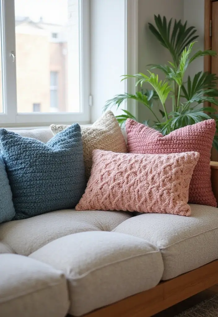 25 Crochet Decoration Ideas That Add Cozy Creative Charm to Your Home - 2. Cozy Crochet Throw Pillows