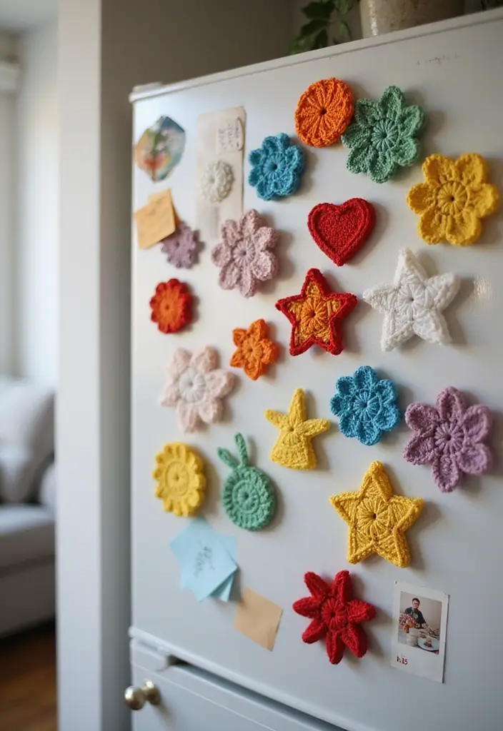 25 Crochet Decoration Ideas That Add Cozy Creative Charm to Your Home - 20. Crochet Fridge Magnets