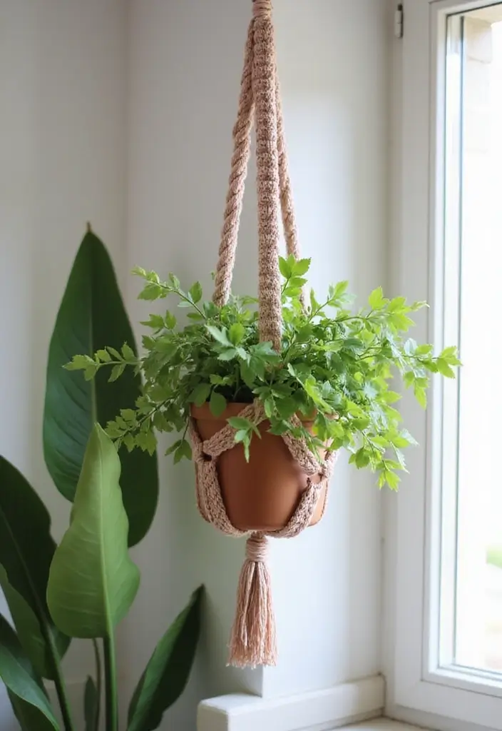 25 Crochet Decoration Ideas That Add Cozy Creative Charm to Your Home - 3. Woven Crochet Plant Hanger
