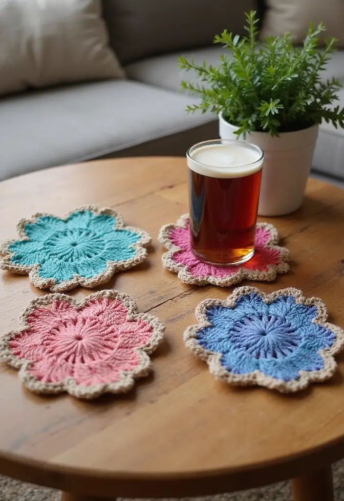 25 Crochet Decoration Ideas That Add Cozy Creative Charm to Your Home - 4. Handmade Crochet Coasters