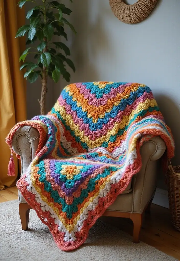 25 Crochet Decoration Ideas That Add Cozy Creative Charm to Your Home - 8. Cozy Crochet Blanket