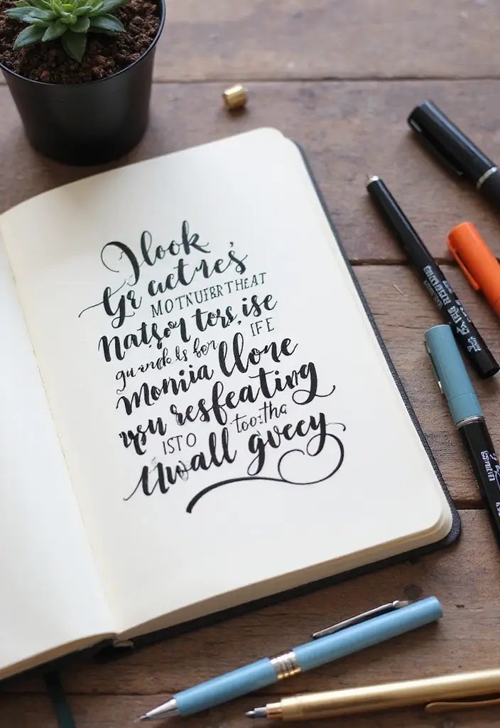 25 Cute Journal Ideas Aesthetic That Are Perfect for Everyday Use - 17. Lettering Practice Pages