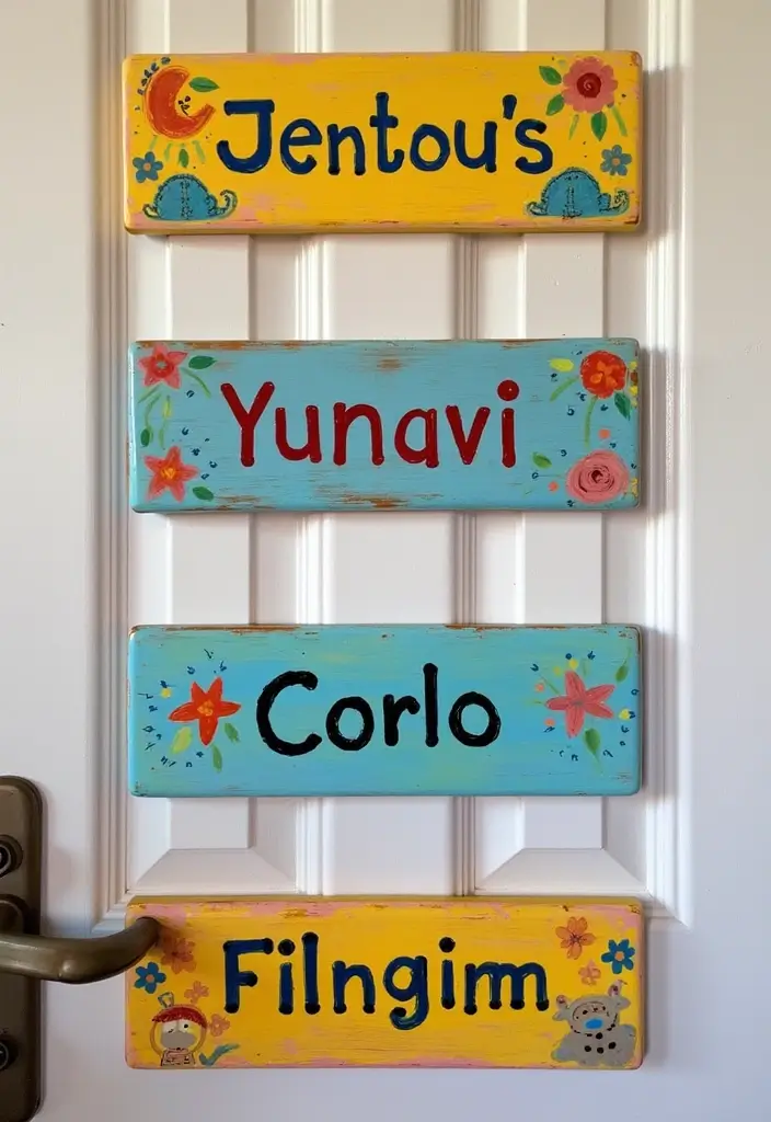 25 Cute Pottery Painting Ideas Anyone Can Try for Fun Home Decor - 11. Whimsical Name Plates