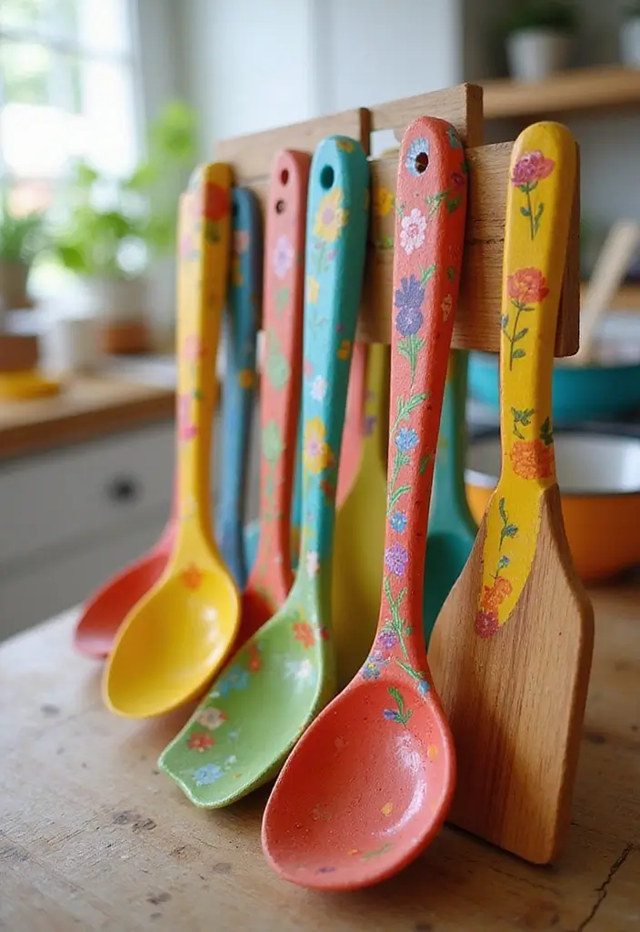 25 Cute Pottery Painting Ideas Anyone Can Try for Fun Home Decor - 12. Creative Kitchen Utensils