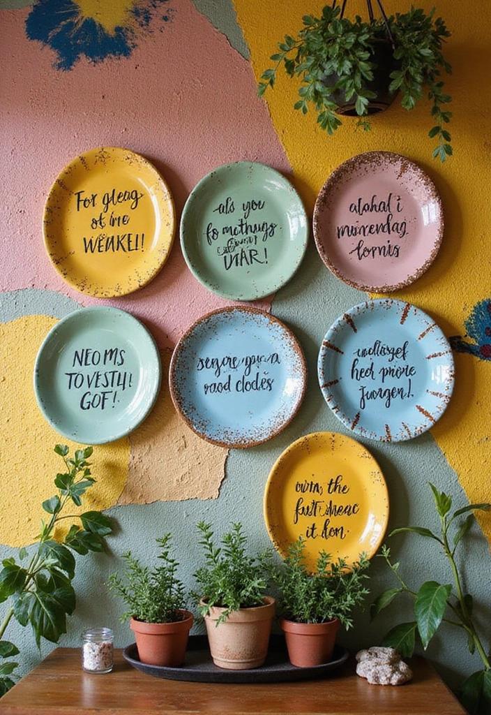 25 Cute Pottery Painting Ideas Anyone Can Try for Fun Home Decor - 13. Inspirational Quote Plates
