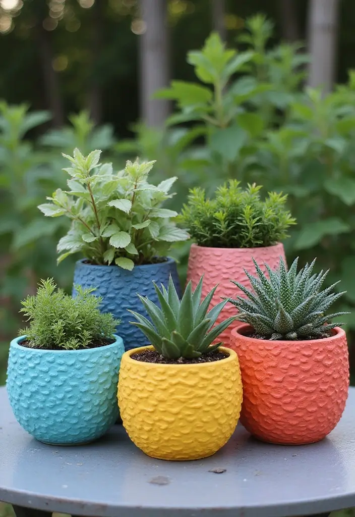 25 Cute Pottery Painting Ideas Anyone Can Try for Fun Home Decor - 15. 3D Textured Planters