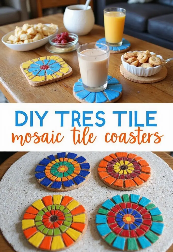 25 Cute Pottery Painting Ideas Anyone Can Try for Fun Home Decor - 17. Mosaic Tile Coasters