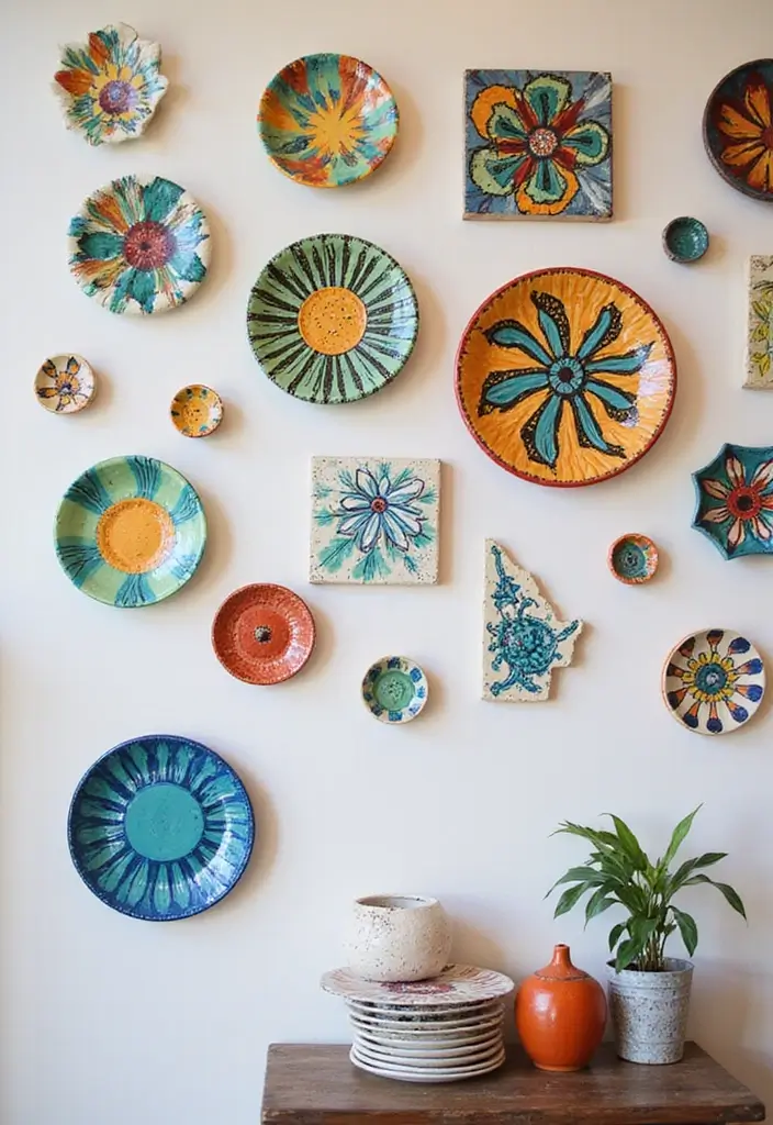 25 Cute Pottery Painting Ideas Anyone Can Try for Fun Home Decor - 24. Color Splash Wall Art