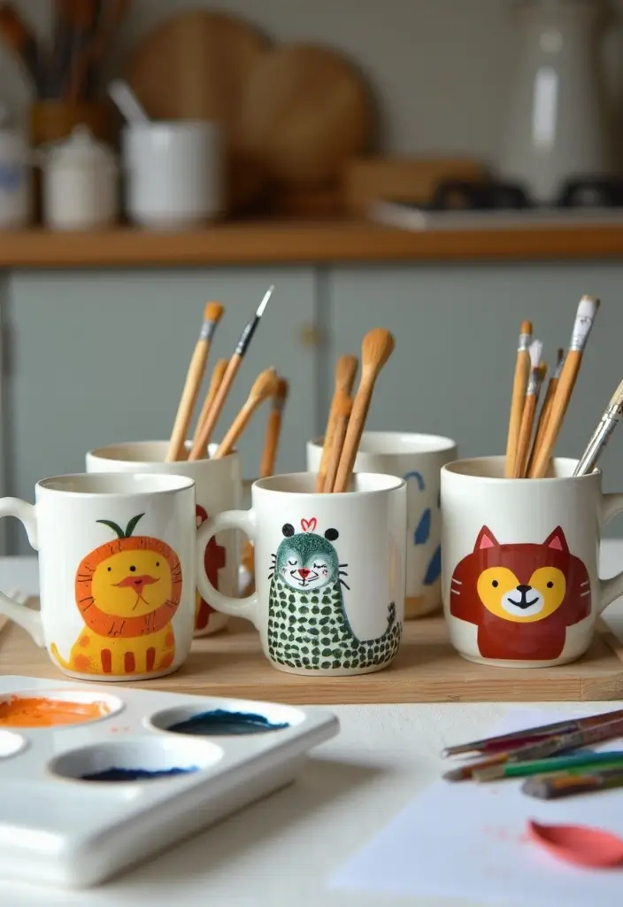 25 Cute Pottery Painting Ideas Anyone Can Try for Fun Home Decor - 4. Personalized Mugs