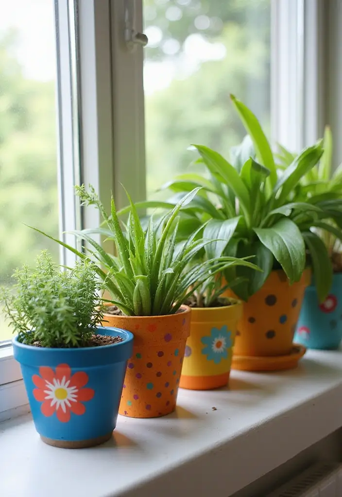 25 Cute Pottery Painting Ideas Anyone Can Try for Fun Home Decor - 5. Colorful Planters