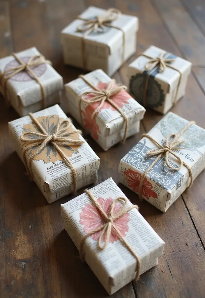 25 DIY Christmas Gift Box Ideas That Make Holiday Gifts Special - 11. Recycled Newspaper Gift Boxes
