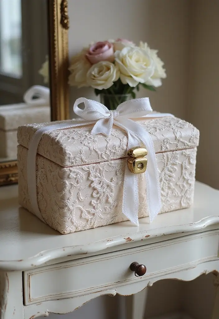 25 DIY Keepsake Box Ideas That Preserve Precious Memories - 15. Lace and Ribbon Keepsake Box