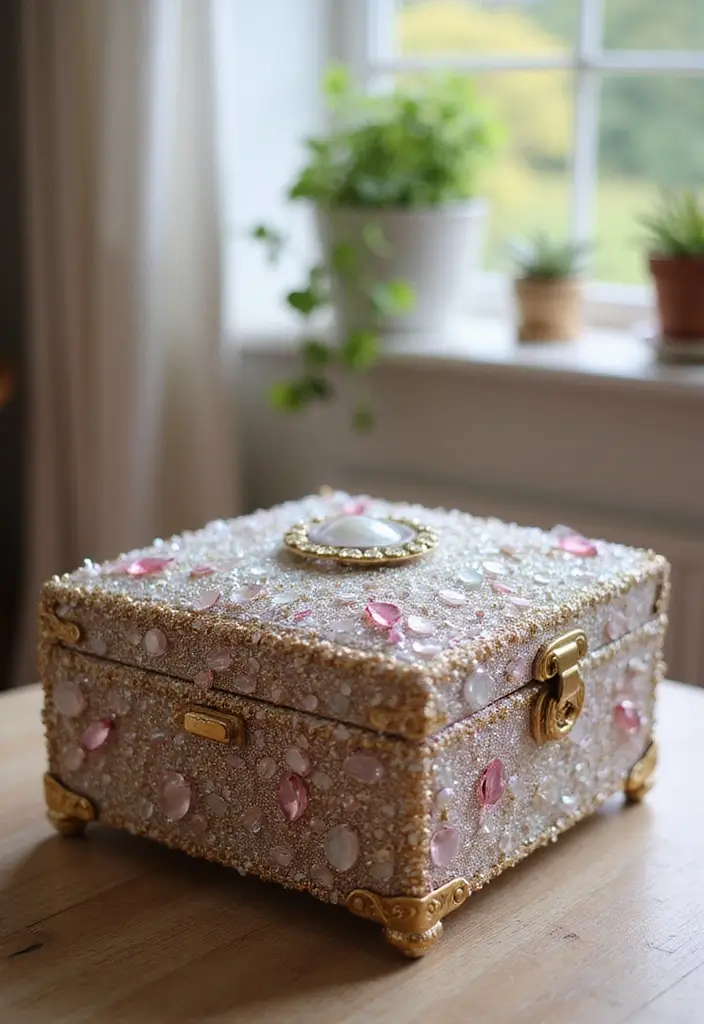 25 DIY Keepsake Box Ideas That Preserve Precious Memories - 17. Embellished Keepsake Box with Gems