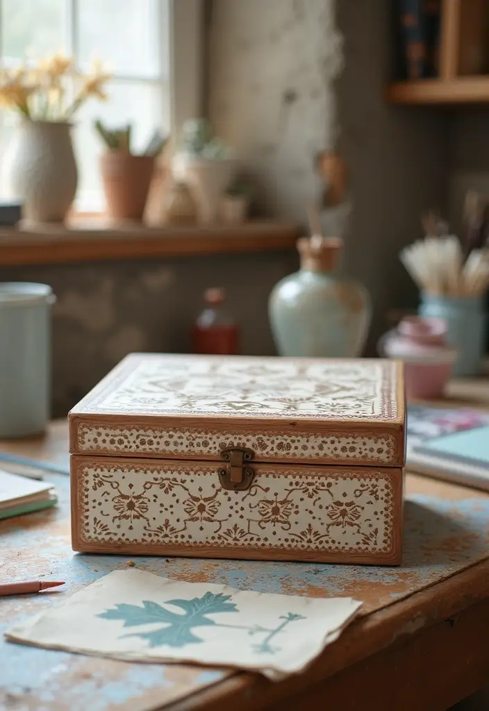 25 DIY Keepsake Box Ideas That Preserve Precious Memories - 22. Stenciled Keepsake Box