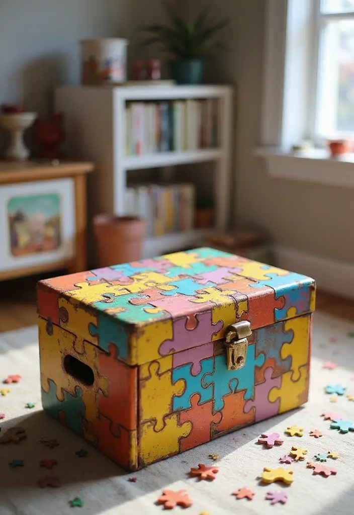 25 DIY Keepsake Box Ideas That Preserve Precious Memories - 23. Puzzle Piece Keepsake Box