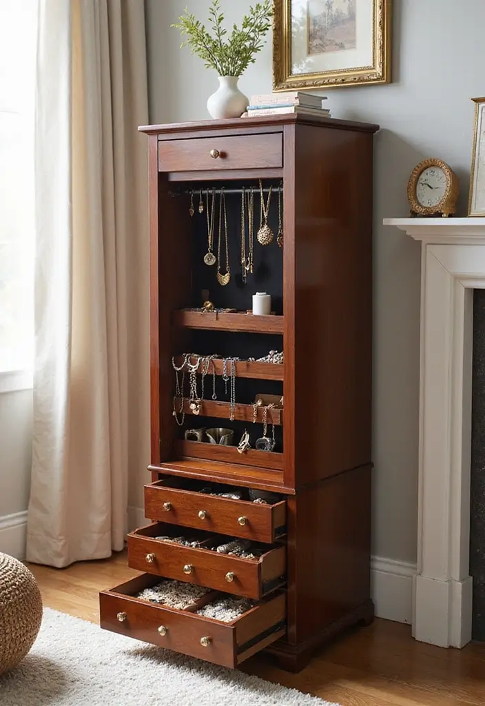 25 DIY Wood Jewelry Box Ideas That Are Elegant and Functional - 12. Drawer-Style Tower for Easy Access
