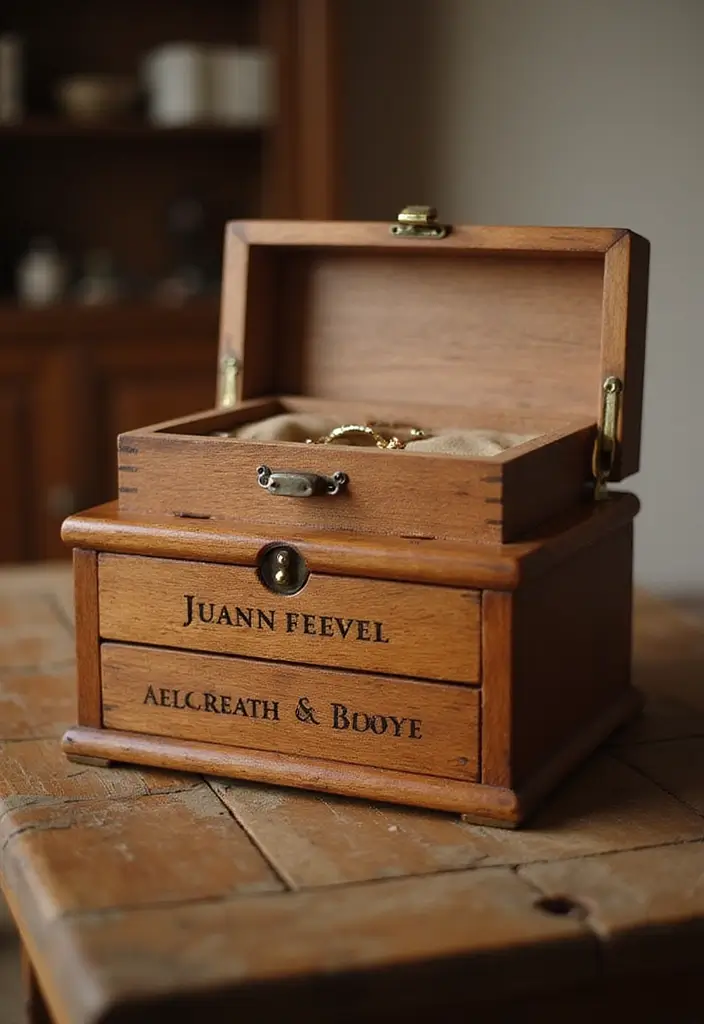 25 DIY Wood Jewelry Box Ideas That Are Elegant and Functional - 15. Jewelry Box with Personalized Engraving