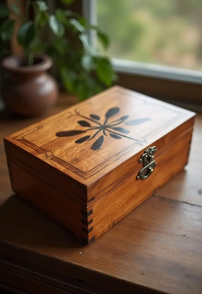25 DIY Wood Jewelry Box Ideas That Are Elegant and Functional - 2. Elegant Maple Box with Inlaid Design