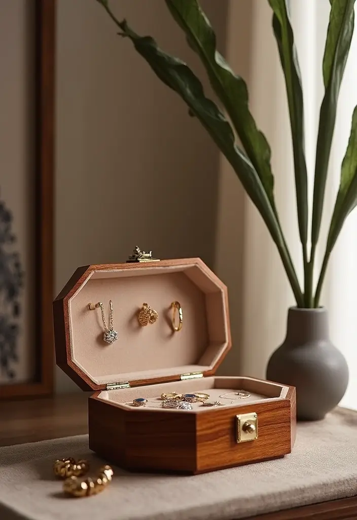 25 DIY Wood Jewelry Box Ideas That Are Elegant and Functional - 20. Hexagon-Shaped Jewelry Box