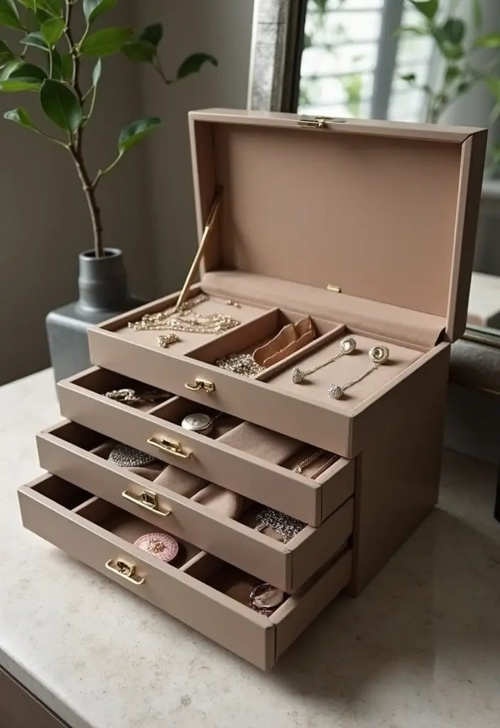 25 DIY Wood Jewelry Box Ideas That Are Elegant and Functional - 21. Jewelry Box with Sliding Doors