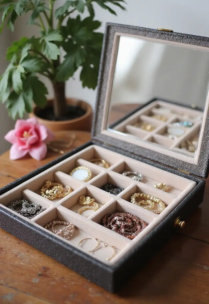 25 DIY Wood Jewelry Box Ideas That Are Elegant and Functional - 23. Jewelry Box with Flexible Dividers